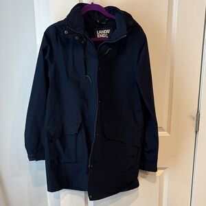 Lands' End Dark Navy Hooded Shell Jacket